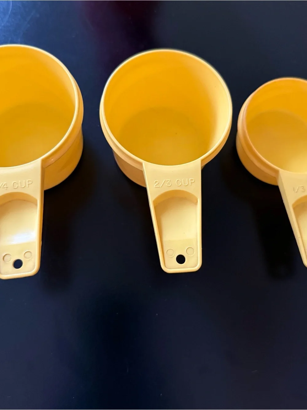 Set of 8 Vintage Tupperware Stackable Measuring Cups, Yellow and Orange